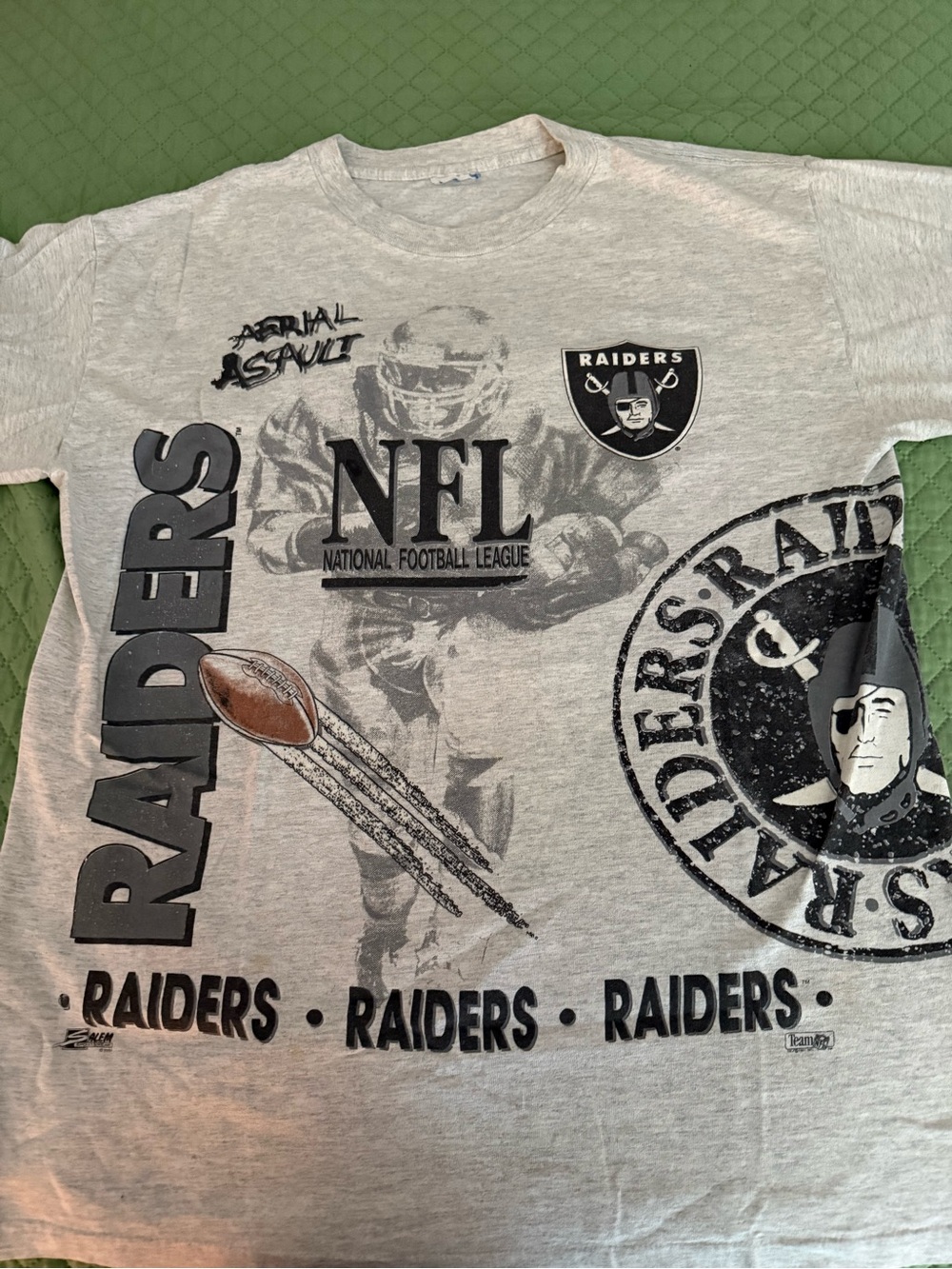 vintage 90s salem raiders tshirt heather grey L